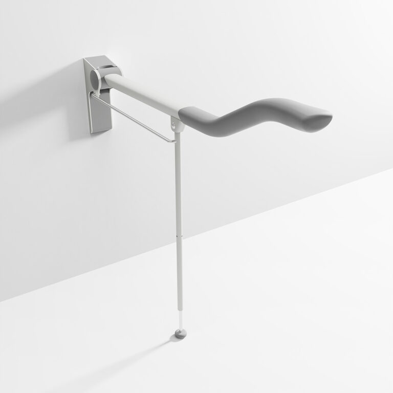 Ropox Toiletbeugel, opkl., wandgem., wave, 90cm., wit/grijs, incl. poot